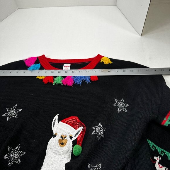 Holiday Time Women's Size Large 12-14 Llama Christmas Sweater Preowned - Picture 7 of 13